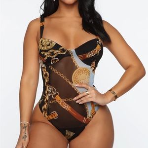 Mesh Mixed Print Bodysuit